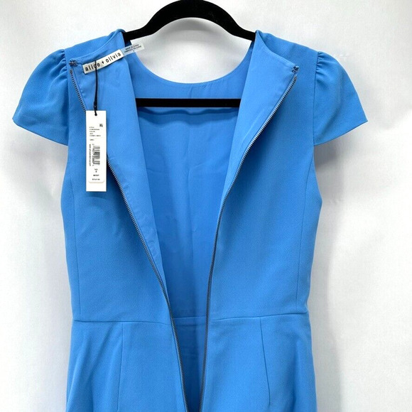 Alice + Olivia Fable Asymmetrical Ruffle Dress‎ Womens 0 Blue Preppy Dainty NWT - Picture 8 of 12